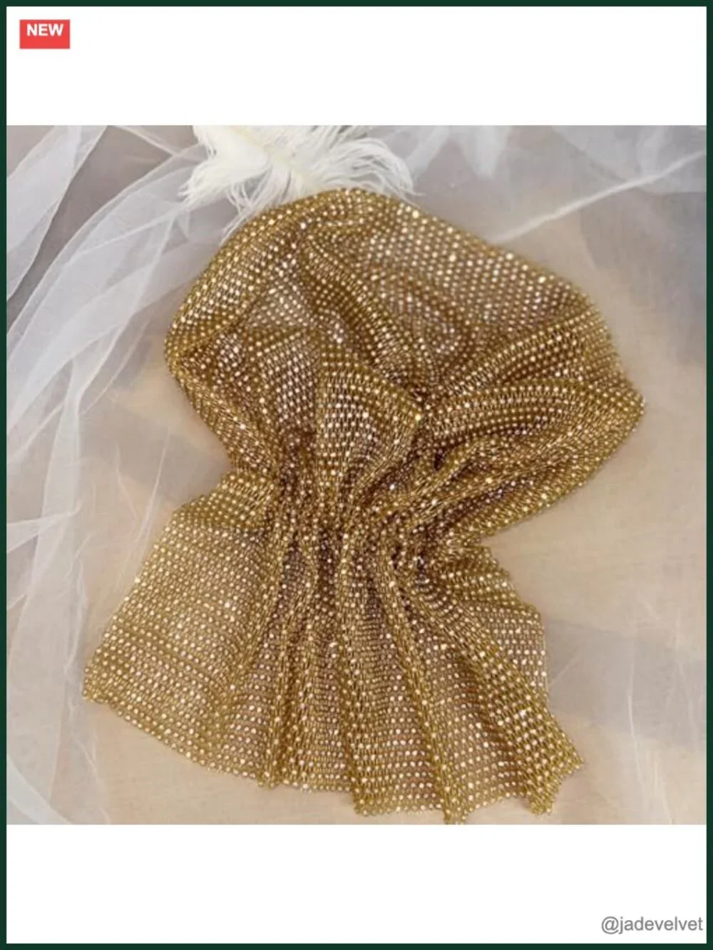 Rhinestone Head Scarf Stretchy Slip-On Rave Turban Handmade Sparkly Hijab